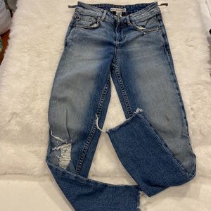 Alice + Olivia Jeans size 24 Skinny Stretch Zip Blue Denim